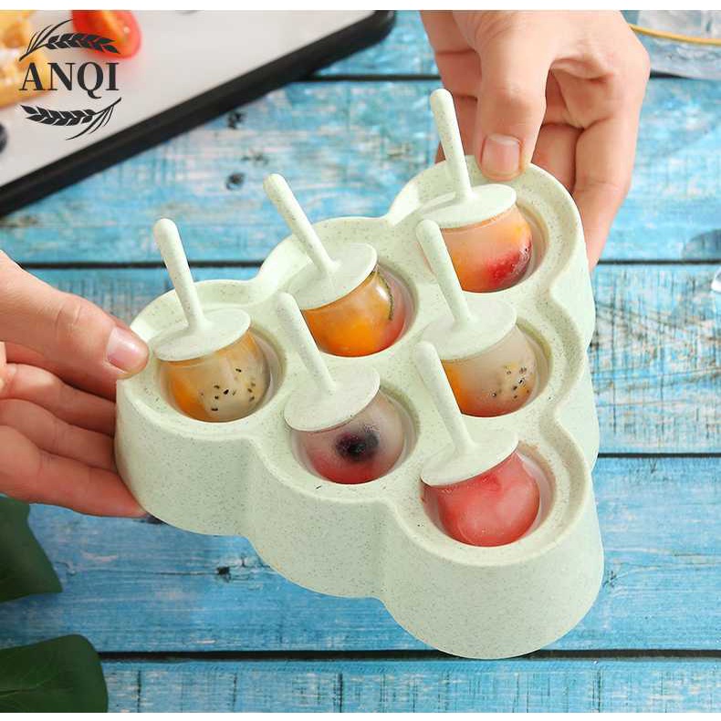 Cetakan Eskrim 6 Slot Es Loli DIY Beserta Lucu Es Batu Bulat Bola Ice Ball Maker Silicone