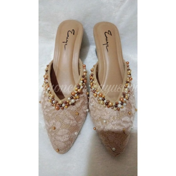 Model D_Hak 7cm|| Selop Payet Brukat Wanita|| Selop Pengantin Murah