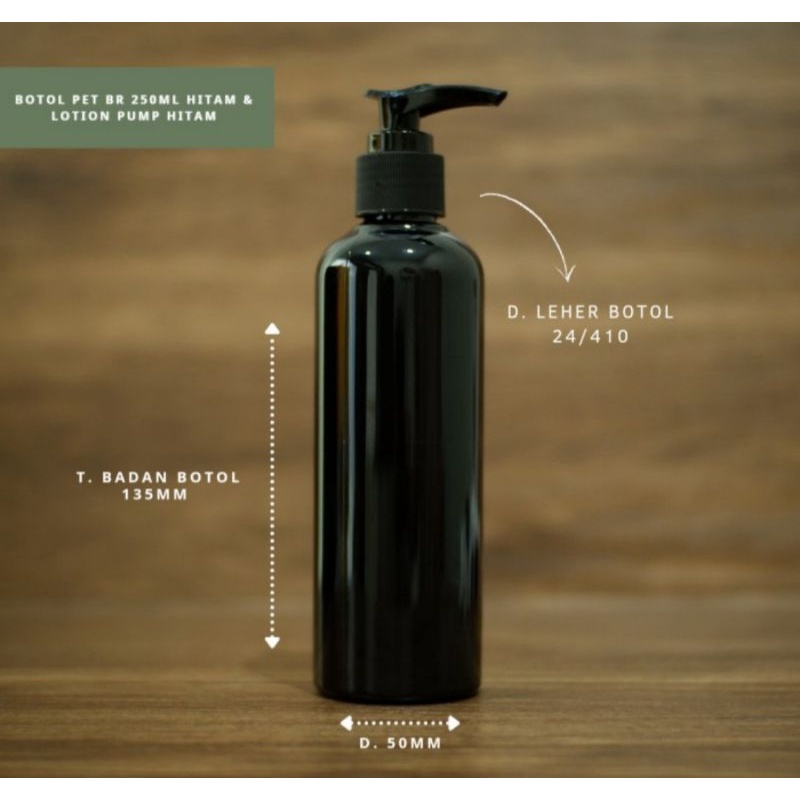 BOTOL PUMP 250ML FULL HITAM_BOTOL LOTION PUMP 250ML
