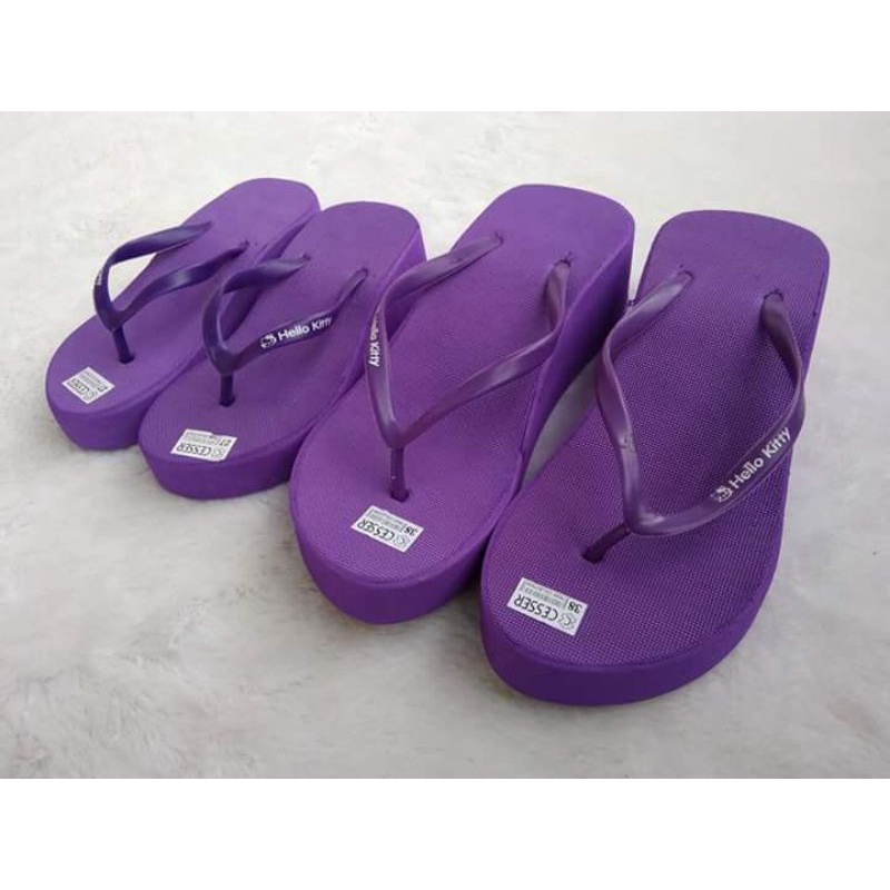 Sandal Wedges Spon Warna UNGU dengan JEPIT POLOS