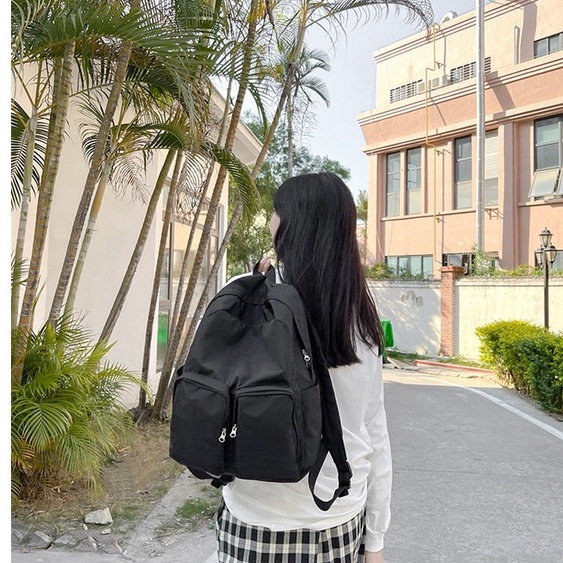 Tas Ransel Wanita Sora Parasut Korean Backpack Import Polos Tas Sekolah Kuliah Kantor Kasual Trendi Instagenic