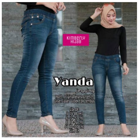 YANDA jeans legging bahan strech / melar, pinggang full karet (GLA/DNA)