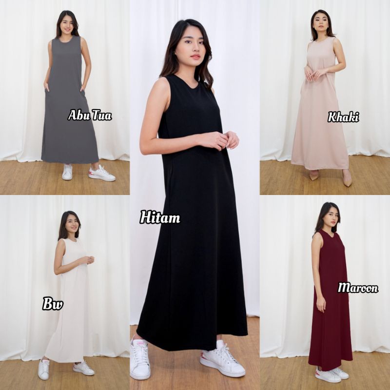 INNER DRESS SCUBA TANPA LENGAN / INNER DRESS SCUBA / TEBAL / LONG DRESS INNER / INNER TANPA LENGAN