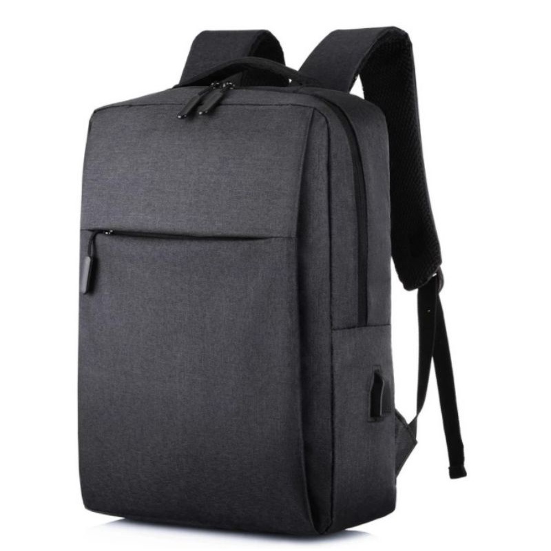 EMOEMO-Tas Ransel Pria Wanita Slot USB laptop 15 inch Backpack Denim untuk kuliah kerja sekolah