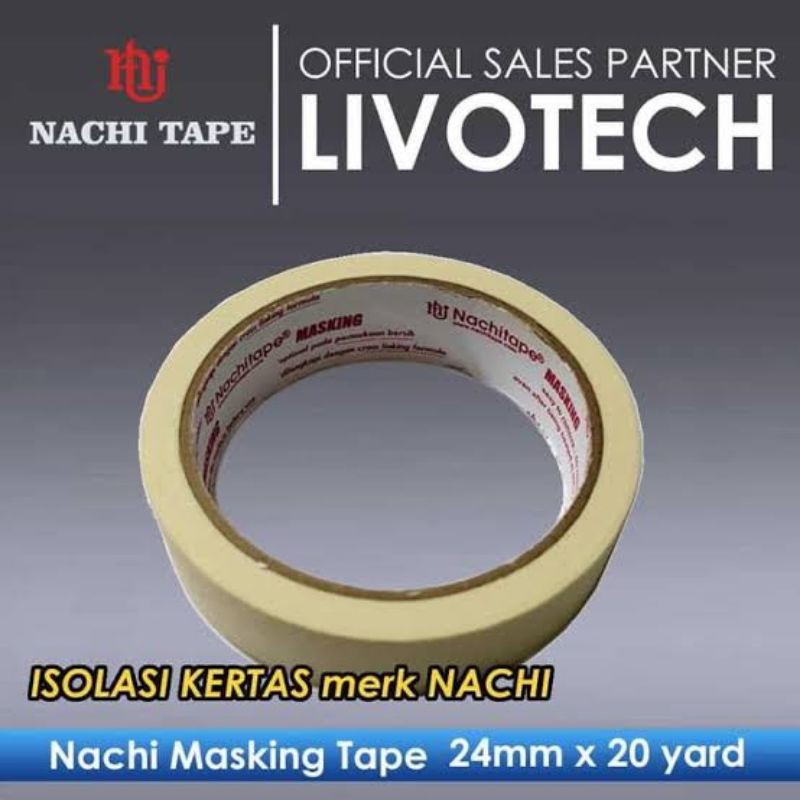 

lakban kertas / masking tape 1 inchi 1in 1" panjang 20 yard