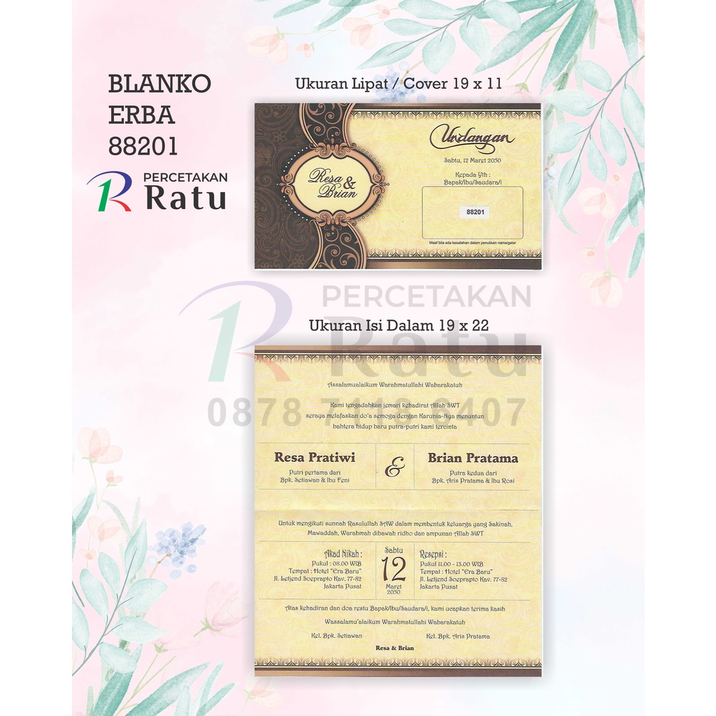 Cetak Blanko Undangan Erba 88201, 88202, 88203, 88204