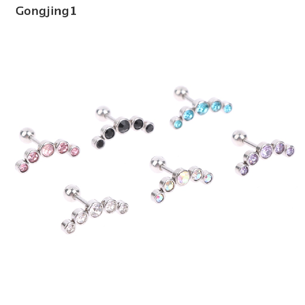 Gongjing1 1Pc Anting Tindik Tulang Rawan Telinga Bahan Stainless Steel