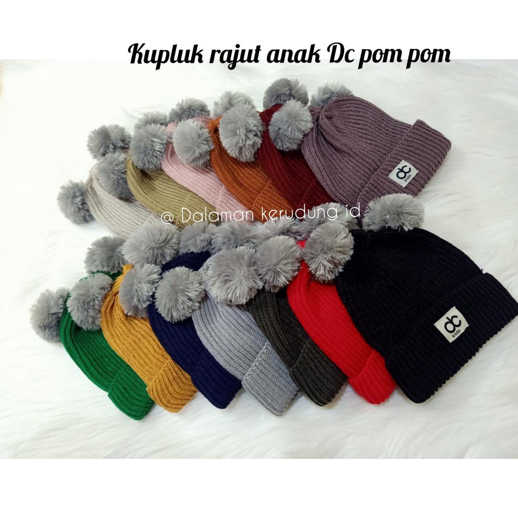 DC KIDS TOPI RAJUT ANAK POMPOM KUPLUK BAYI POMPOM PREMIUM