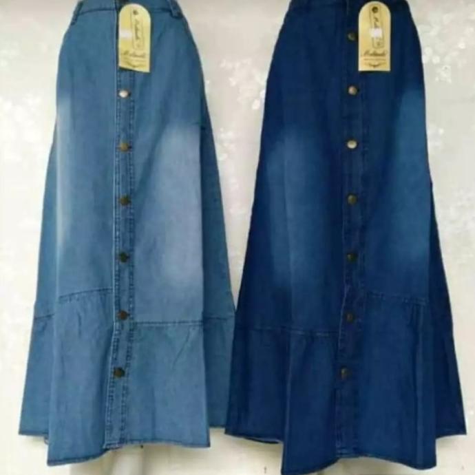 ROK PANJANG JEANS RAMPLE/ROK PANJANG WANITA/ROK JEANS WANITA