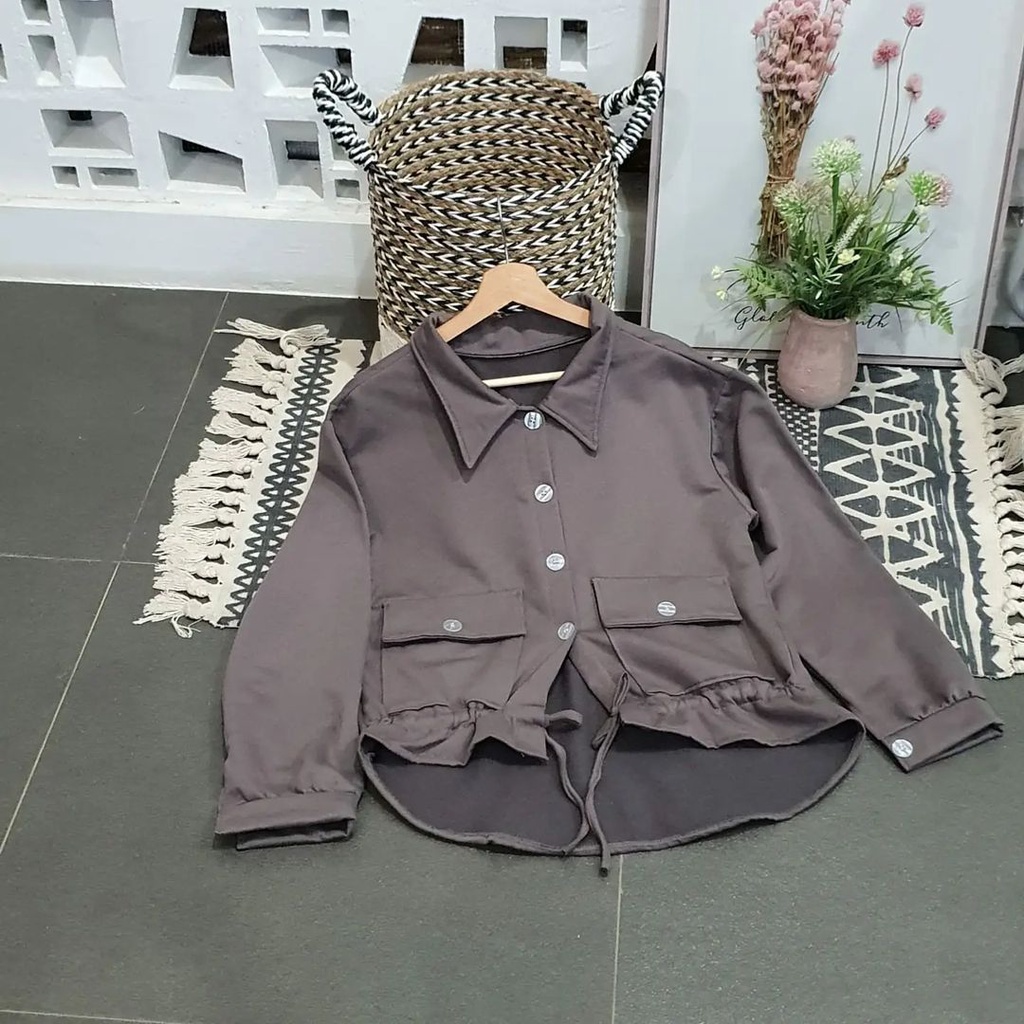 Alin Trend Outher Wanita Bahan Fleece- Blouse Korean Kancing Depan