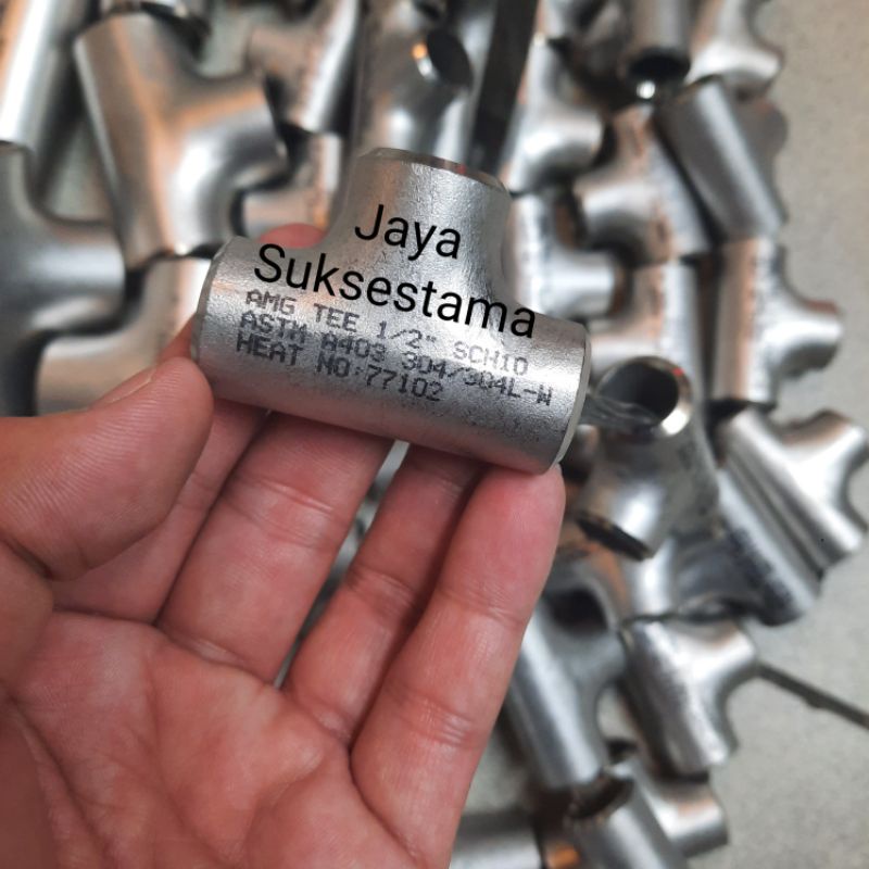 Tee Las SCH10 Stainless SS 304 1/2" inch SS 304 SCH 10