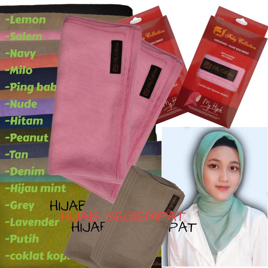 HIJAB SEGIEMPAT Polos Banyak Warna (bahan cotton Fine Original) COD murah