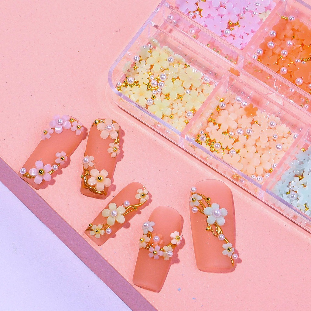 Preva 6 Sekat Manik Akrilik Bentuk Hatikupukupuhati 3D Untuk Dekorasi Nail Art Butterfly