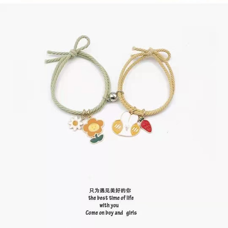 cod★ready★ 2 pcs gelang tali couple import dengan magnet bracelet pasangan persahabatan globallagilaku