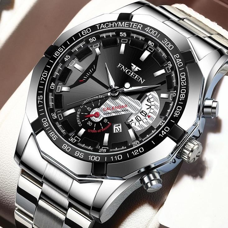 ORIGINAL  Jam Tangan Pria FNGEEN S001 Luxury Full Steel Sport Quartz Business Waterproof Casual Watc