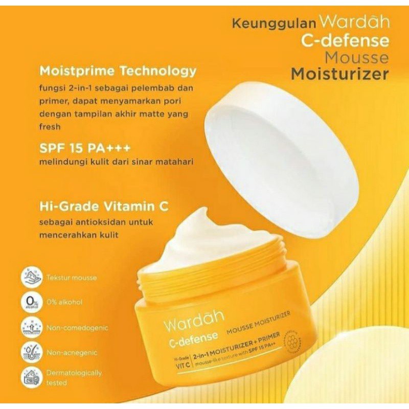 WARDAH C DEFENSE MOUSSE MOISTURIZER | CREAM WAJAH SPF 15 PA++ | 30 GR