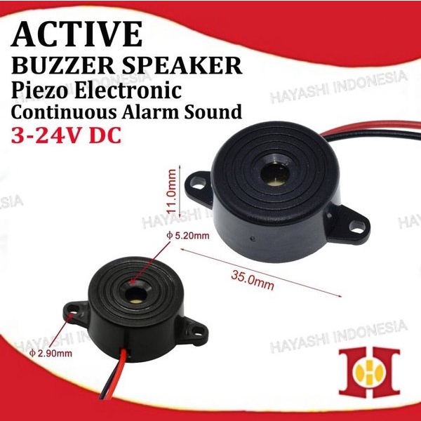 Buzzer Speaker Piezo Active Continuous Industrial Alarm Sound DC 3-24V - 5pcs