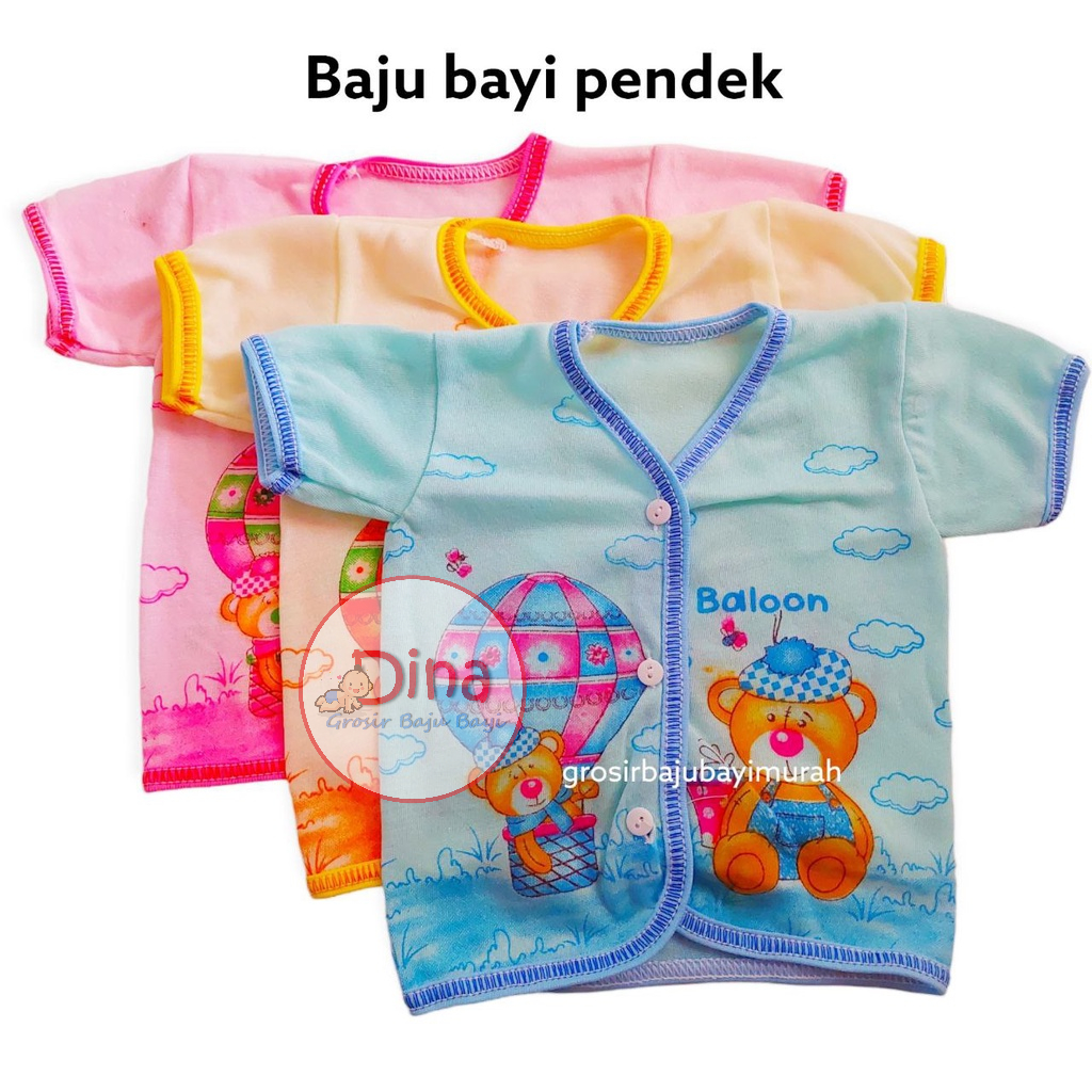 3 PCS baju bayi atasan DIO PELANGI lengan PENDEK  bayi baru lahir