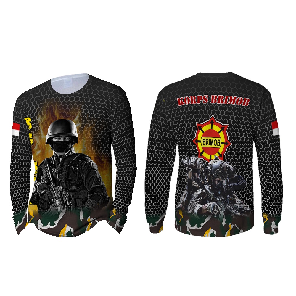 [Riashop] Kaos Brimob Lengan Panjang | Kaos Brimob Pria | Kaos Brimob Coklat | Kaos Brimob Hitam