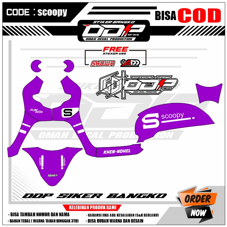 VARIASI aksesoris decal scoopy full body dekal stiker striping honda new scopy 2017 donat stiker mot