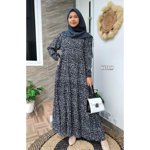 BISA COD gamis homedress bahan katun rayon premium motif bunga terbaru 2021