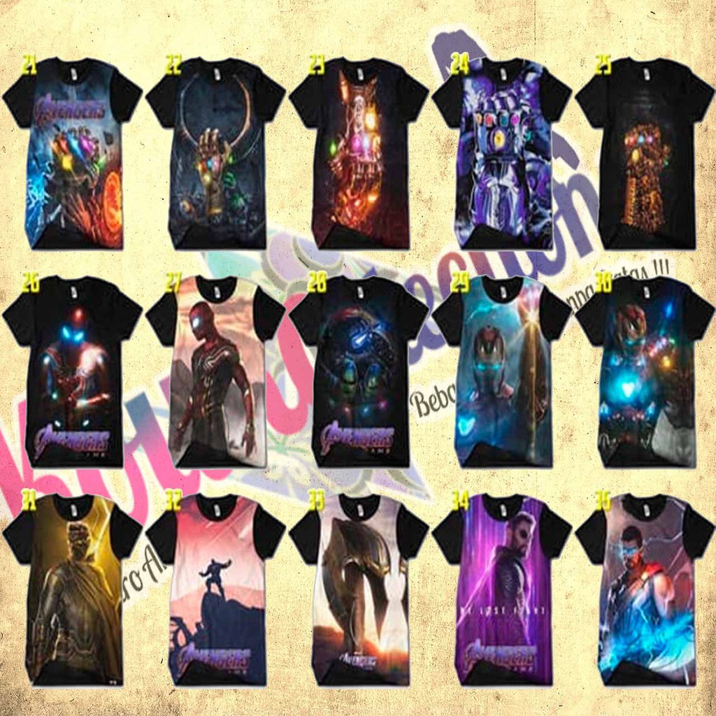 Kaos Game MARVEL END GAME IRON MAN SPIDERMAN FREE FIRE,COD,MOBILE LEGEND,PUBG, Pria BAJU ANIMe