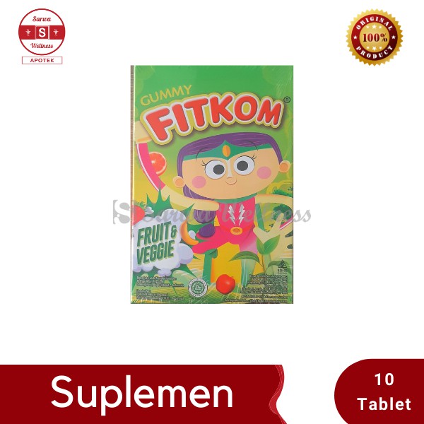 

Fitkom Gummy Vitamin Fruit and Veggie Chewable (1 Box - 21gr) - Soho Industri Pharmasi