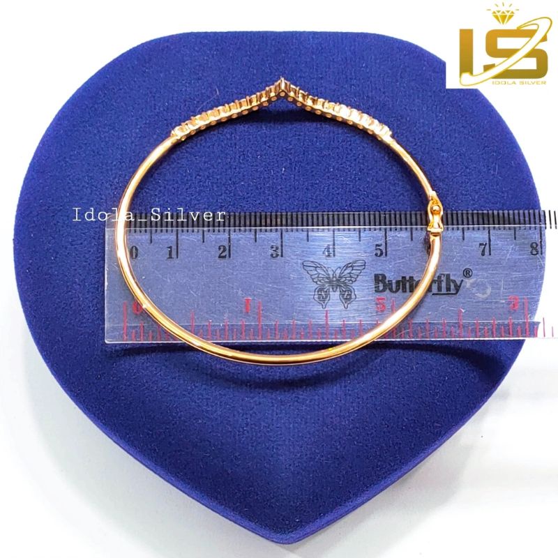 GELANG PERAK ASLI SILVER WANITA 925 LAPIS EMAS MODEL BANGLE AUREL PERMATA / BANGKOK AUREL - PERHIASAN PERAK