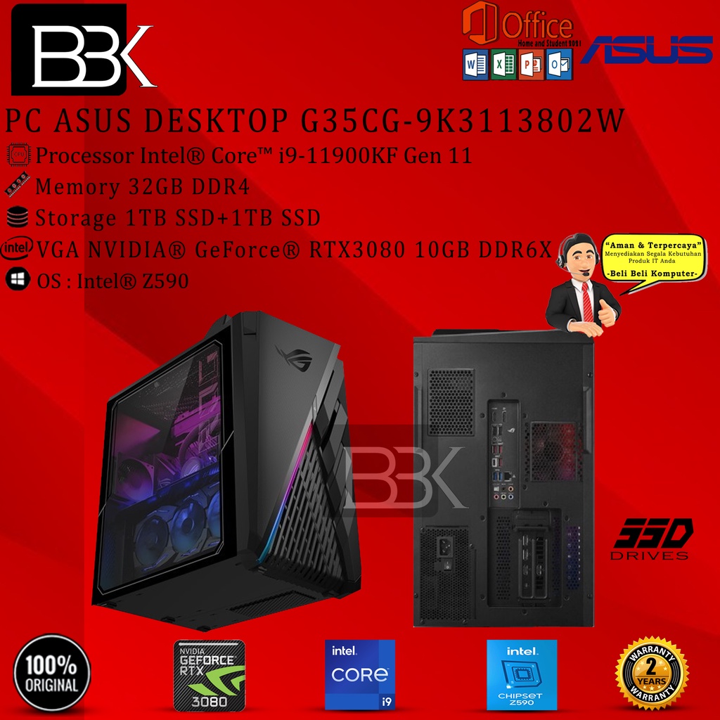 PC ASUS DESKTOP | G35CG-9K3113802W I9-11900KF 32GB 1TB+1TB SSD RTX3080