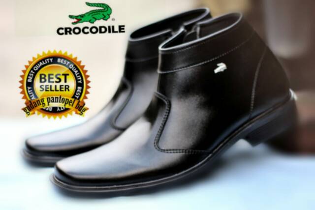 BEST SELLER / TERLARIS / SEPATU PRIA / PANTOPEL / TERMURAH / SEMI BOOTS CROCODILE SLETING HTM