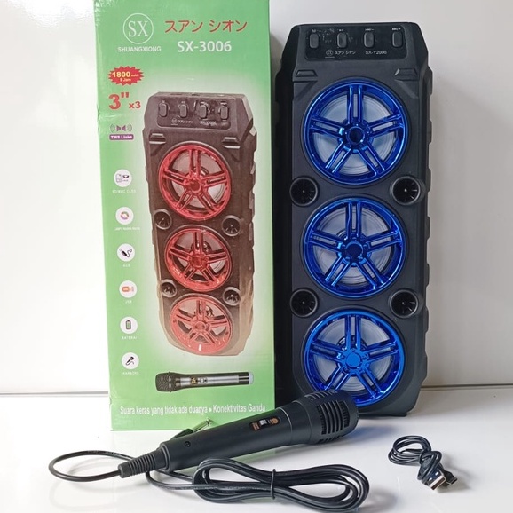 [BAYAR DI TEMPAT] SPEAKER BLUETOOTH PORTABLE MEREK SHUANGXIONG SX-3006 GRATIS MICROPHONE UNTUK KARAOKE