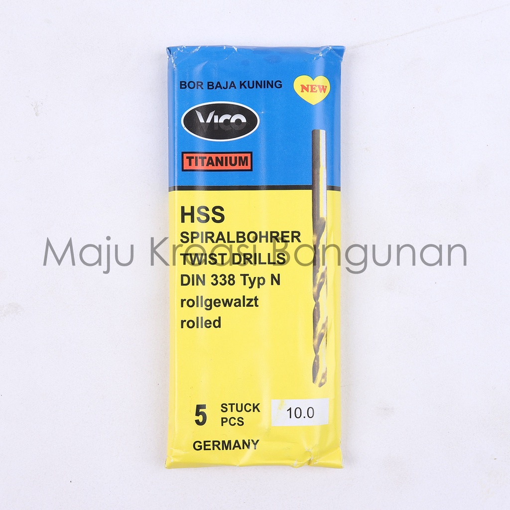 Mata Bor Besi Baja Kuning 10mm 10 mm Kuningan Twist Drill Titanium