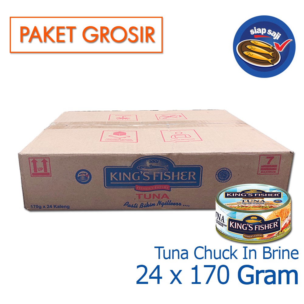 

King's Fisher Paket 24 pcs Tuna dalam Air Garam Tuna in Brine Daging Makanan Kaleng 170 gr