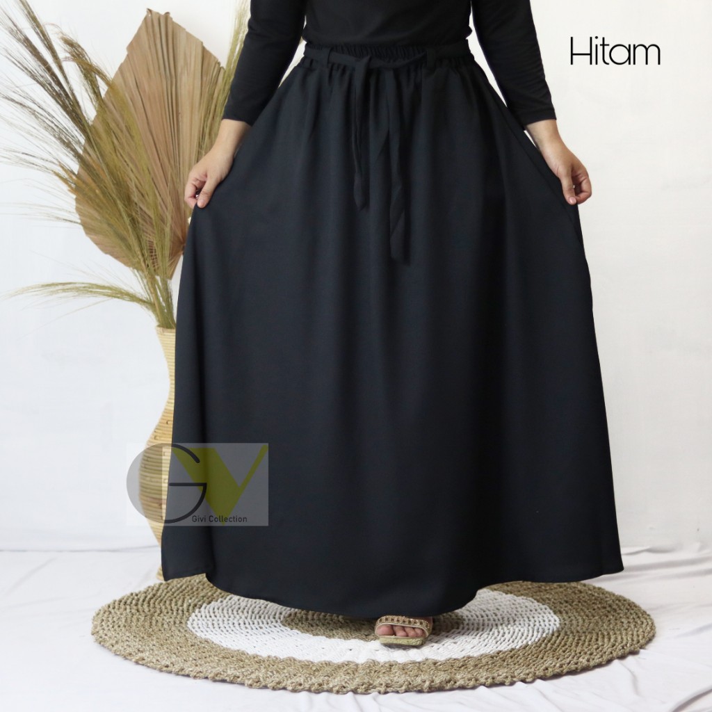 Rok payung panjang mosscrepe premium | rok panjang polos | rok kerja | maxi skirt | rok tali