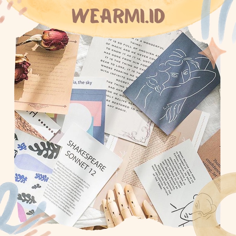 

16 pcs Poster Card Kertas Life Aesthetic Photocard Mix Size Bujo Jurnal DIY Scrapbook Wearmi