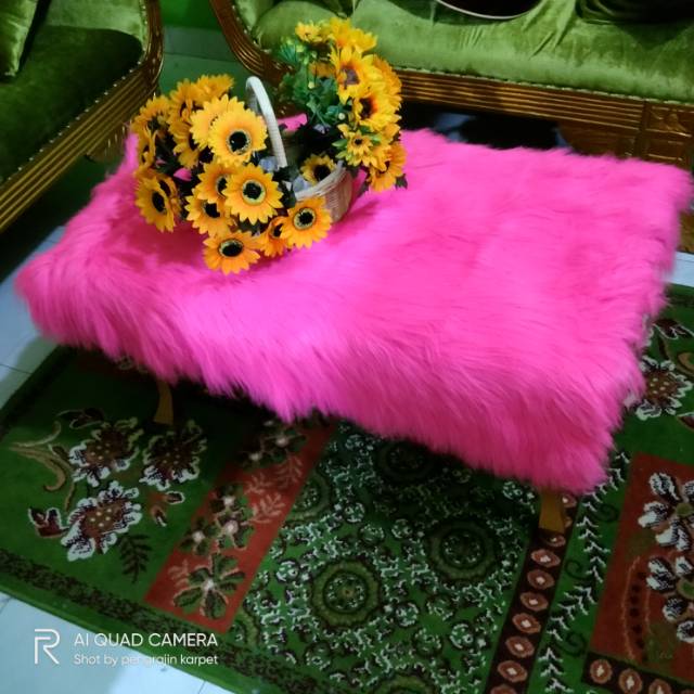 Taplak meja karpet bulu korea import
