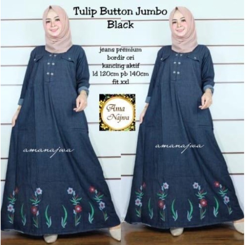 JUMBO DRESS DENIM ATASAN WANITA DRES MAXY LD 120 up