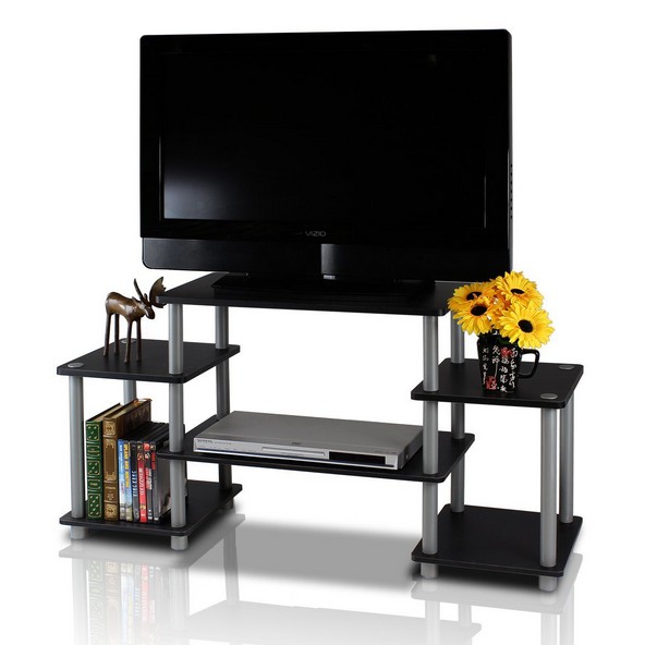 Funika 11257 BK/GY - Rak TV dengan Kaki Tabung - Hitam/Abu-abu