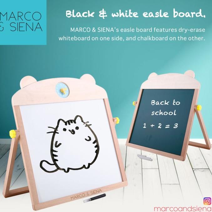 

Mainan Papan Tulis Hitam Putih Kayu MNS Wooden Blackboard Whiteboard
