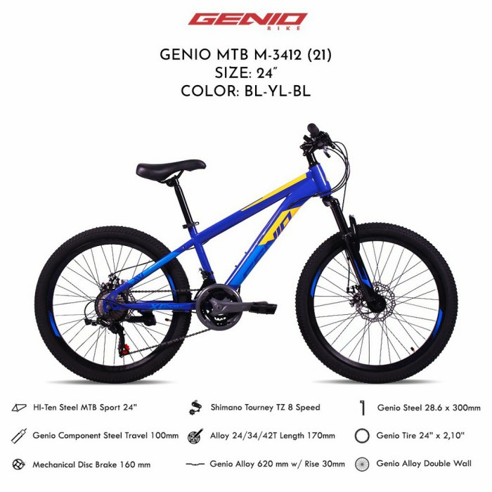 Sepeda Gunung MTB 24 inch Genio M - 3412 New