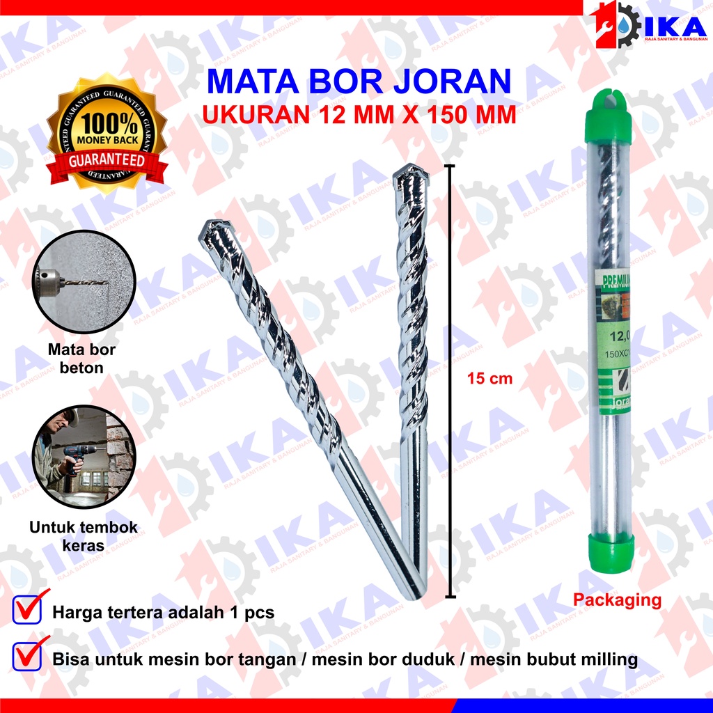 BOR BETON,  MATA BOR BETON JORAN SIZE 4 5 6 8 10 12 MM TEMBOK KUAT OBENG KUALITAS BAGUS TEBAL TAJAM Mata Bor Hole Saw Lubang Tembok Beton Hole Saw Hollow Core Hole Saw Pelubang Beton Tembok Pipa