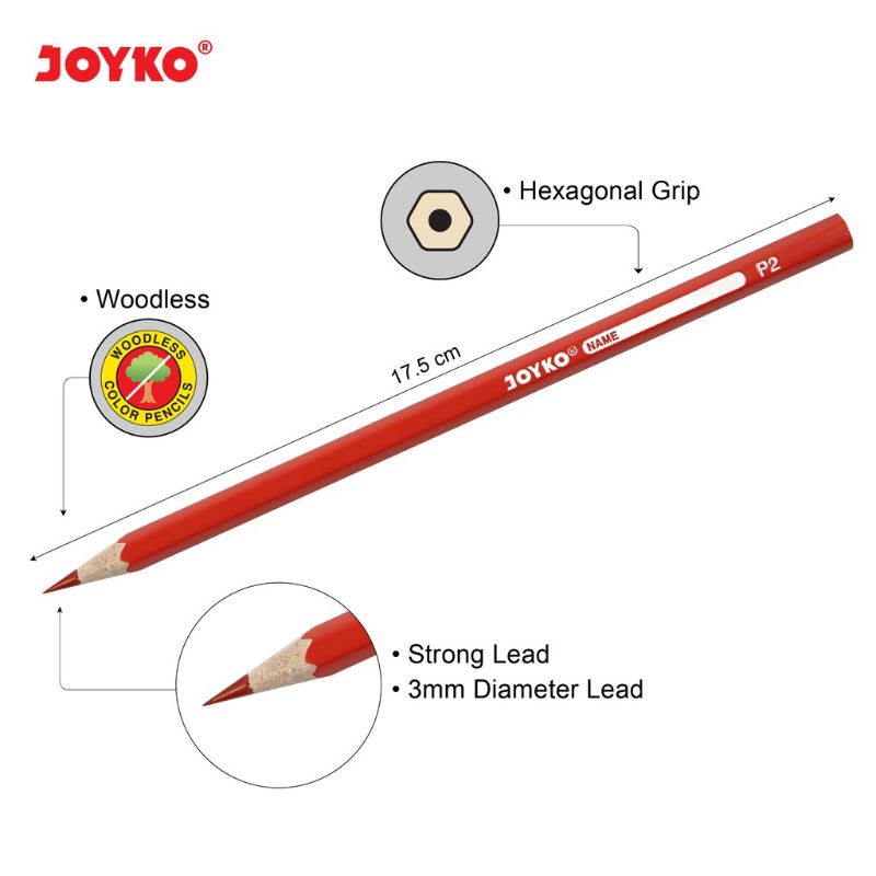 Joyko Pensil Warna Woodless Color Pencils Hexagonal Grip pensil warna joyko CP 104 pensil warna Joyko isi 24