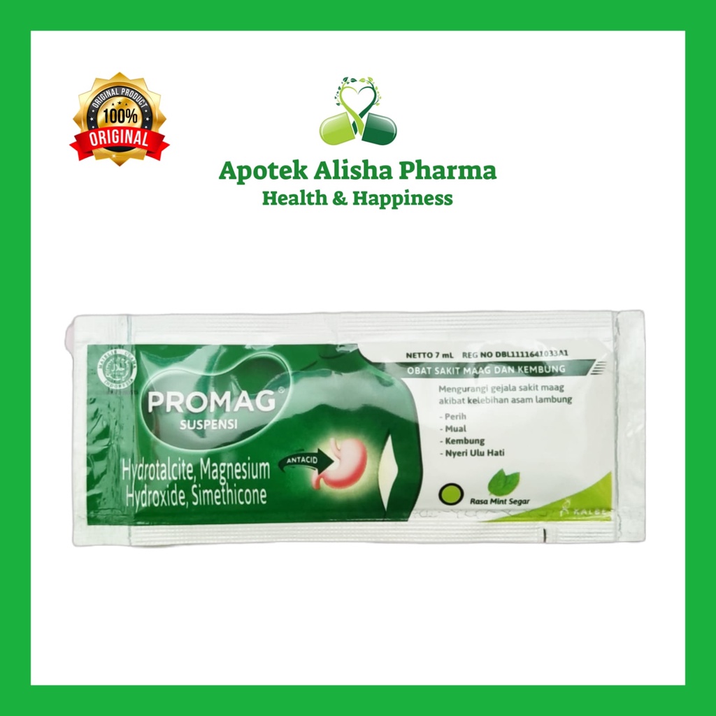 PROMAG Tablet Strip isi 10 Herbal Sachet Suspensi Sachet Syrup Botol  - Antasida Obat Maag Nyeri Ulu Hati Mual dan Kembung Promah