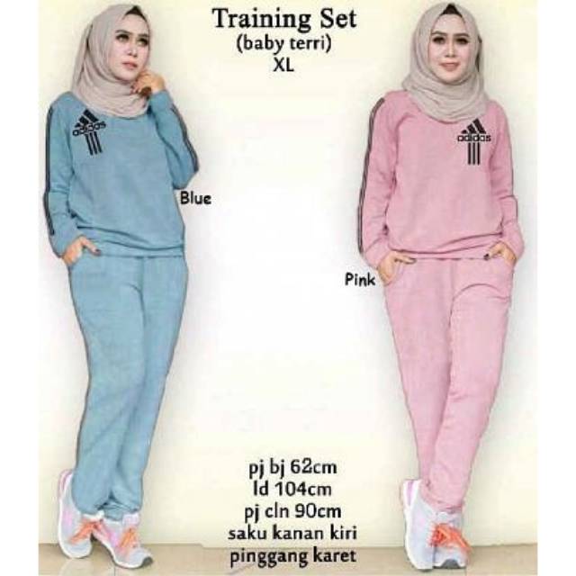 Training Set adidas,pakaian olahraga wanita,setelan wanita jumbo,setelan training adidas