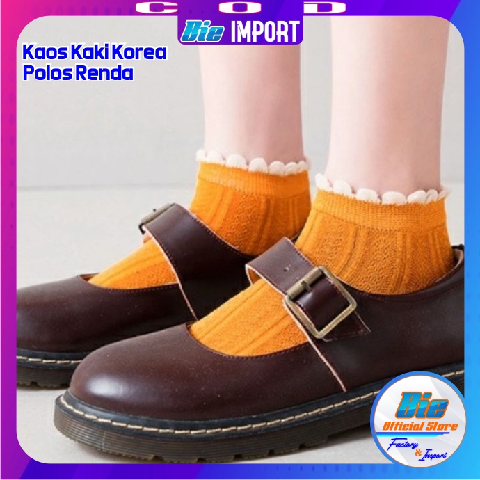 Kaos Kaki Wanita Korea Polos Renda Impor Best Seller