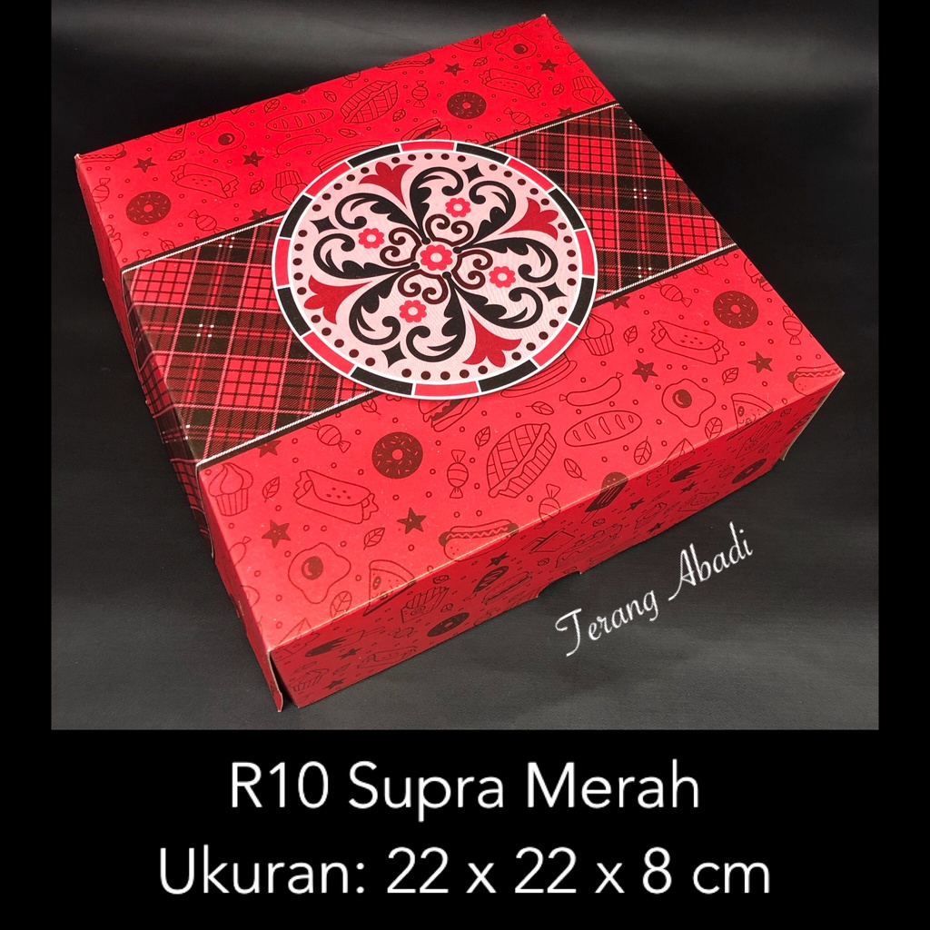 Dus Nasi 22 X 22 X 8 cm Supra Merah R10 / Dos Kue / Dus Roti / Dus Snack / Dus Nasi Hajatan /Dus Snack Ultah/ Kerdus Makanan