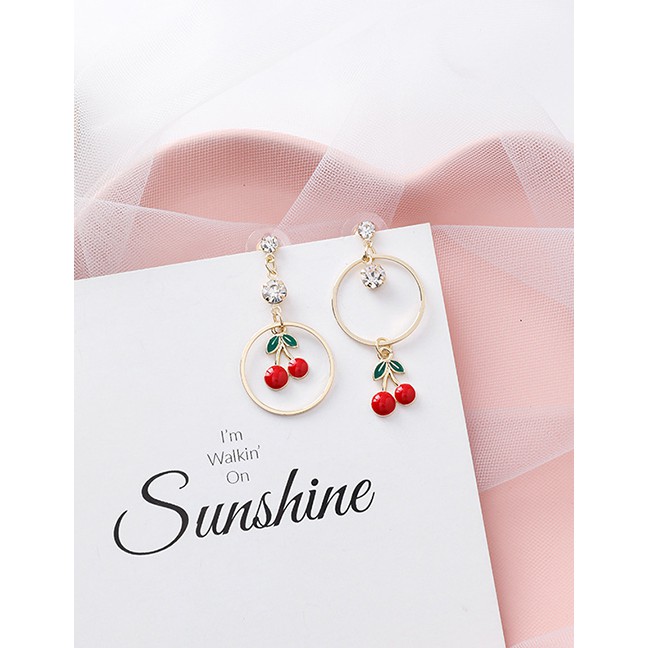 LRC Anting Tusuk Fashion Gold S925 Silver Needle Fruit Earrings F69740