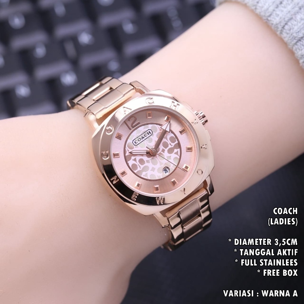 JAM TANGAN WANITA FASHION RANTAI BODY BULAT TANGGAL AKTIF