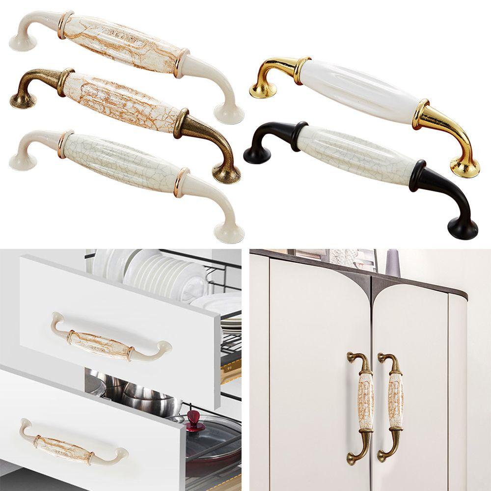 Handle Pintu Keramik Nanas Desain Retak Lemari Marmer Furniture Hardware Knob Laci