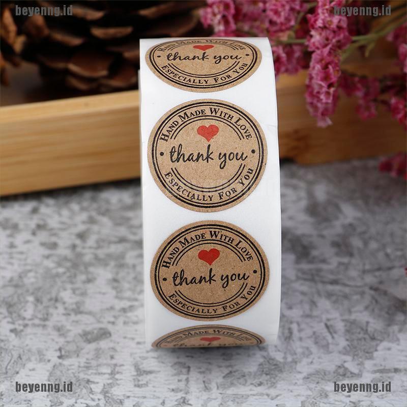 Bey 500pcs Stiker Label Bulat Tulisan Thank You Untuk Dekorasi Hadiah